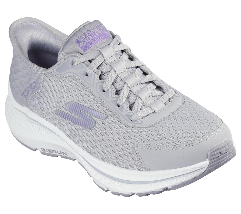Women Skechers Slip-ins: GO RUN Consistent 2.0 - Endure Lace Up Shoes Grey / Lavender  USA |  4681-KLMDU