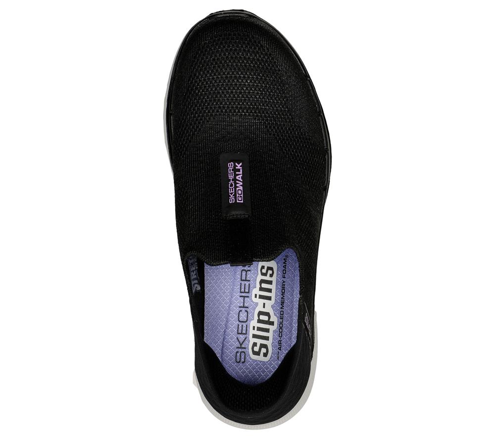 Women Skechers Slip-ins: GO WALK 6 - Fabulous View Hands Free Slip Ins Black / Lavender  USA |  0857-BGMUC