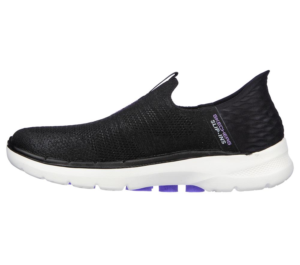 Women Skechers Slip-ins: GO WALK 6 - Fabulous View Hands Free Slip Ins Black / Lavender  USA |  0857-BGMUC