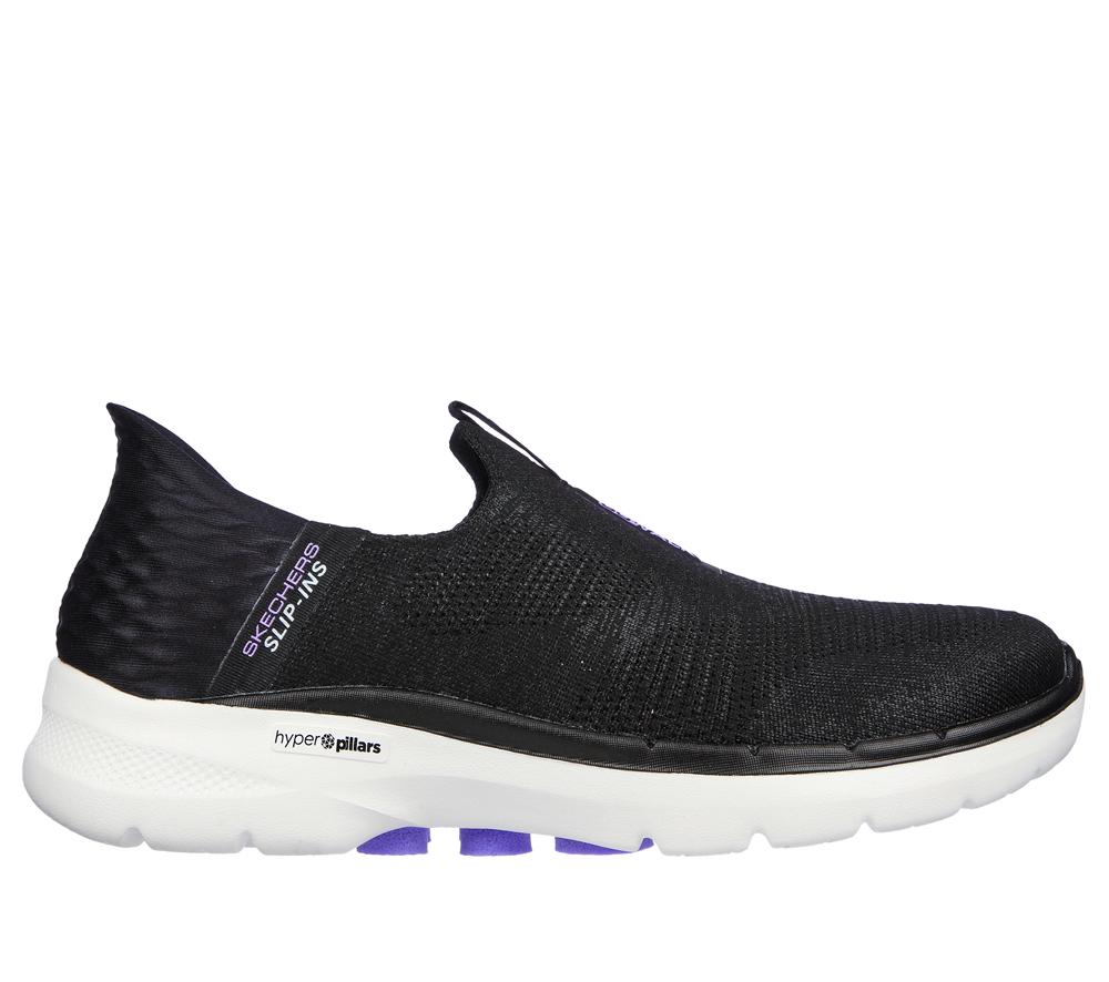 Women Skechers Slip-ins: GO WALK 6 - Fabulous View Hands Free Slip Ins Black / Lavender  USA |  0857-BGMUC