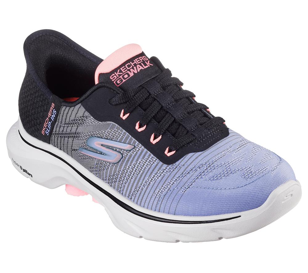 Women Skechers Slip-ins: GO WALK 7 - Adel Hands Free Slip Ins Black / Multicolor  USA |  8619-FJMAW