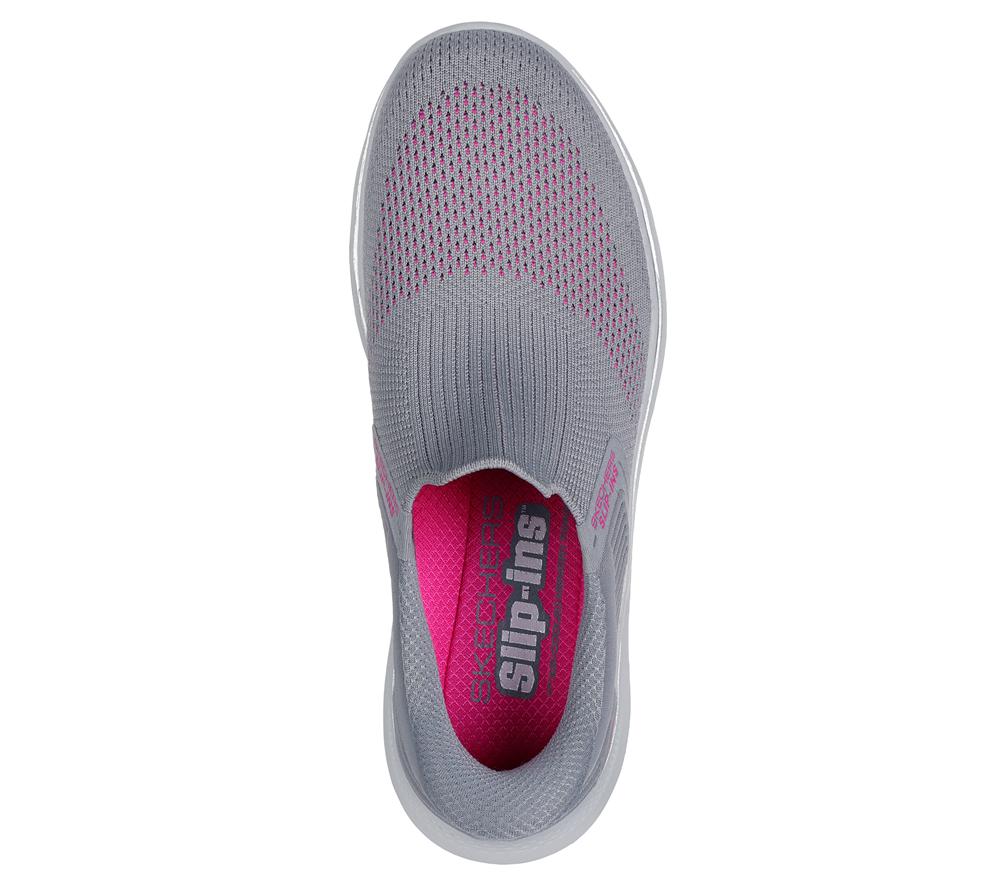 Women Skechers Slip-ins: GO WALK 7 - Ida Hands Free Slip Ins Grey / Hot Pink  USA |  2785-DRKTF