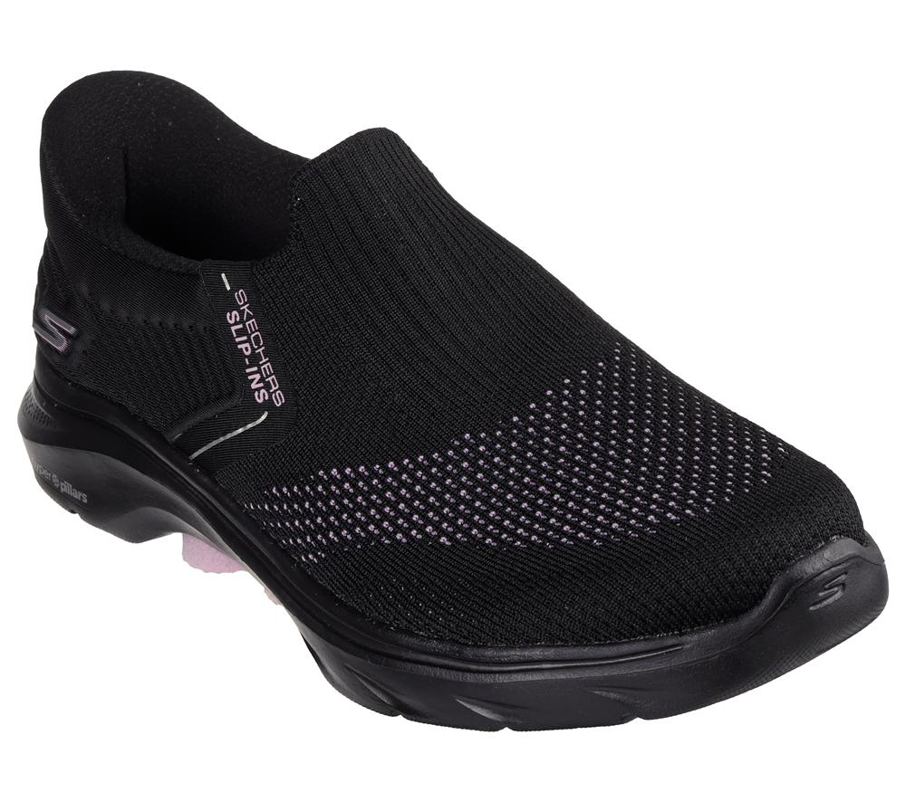Women Skechers Slip-ins: GO WALK 7 - Ida Hands Free Slip Ins Black / Mauve  USA |  3516-THVCX
