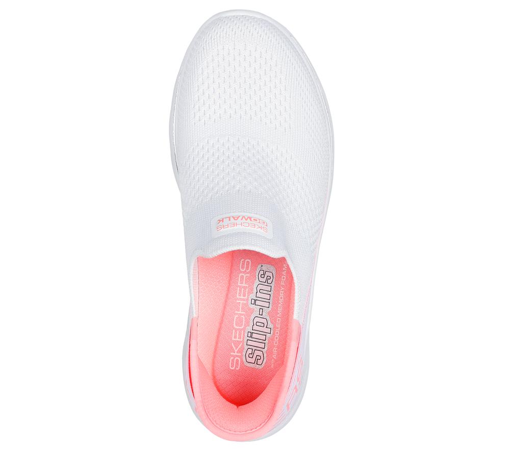 Women Skechers Slip-ins: GO WALK 7 - Mia Hands Free Slip Ins White / Pink  USA |  1735-KMSYA
