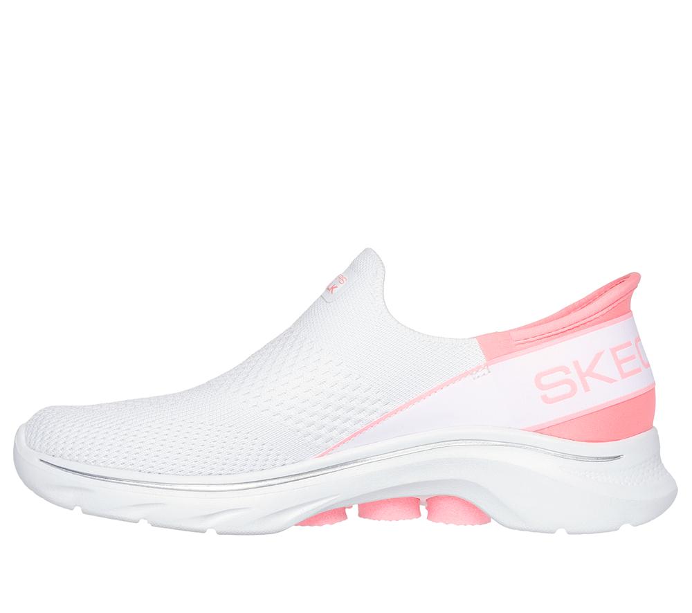 Women Skechers Slip-ins: GO WALK 7 - Mia Hands Free Slip Ins White / Pink  USA |  1735-KMSYA