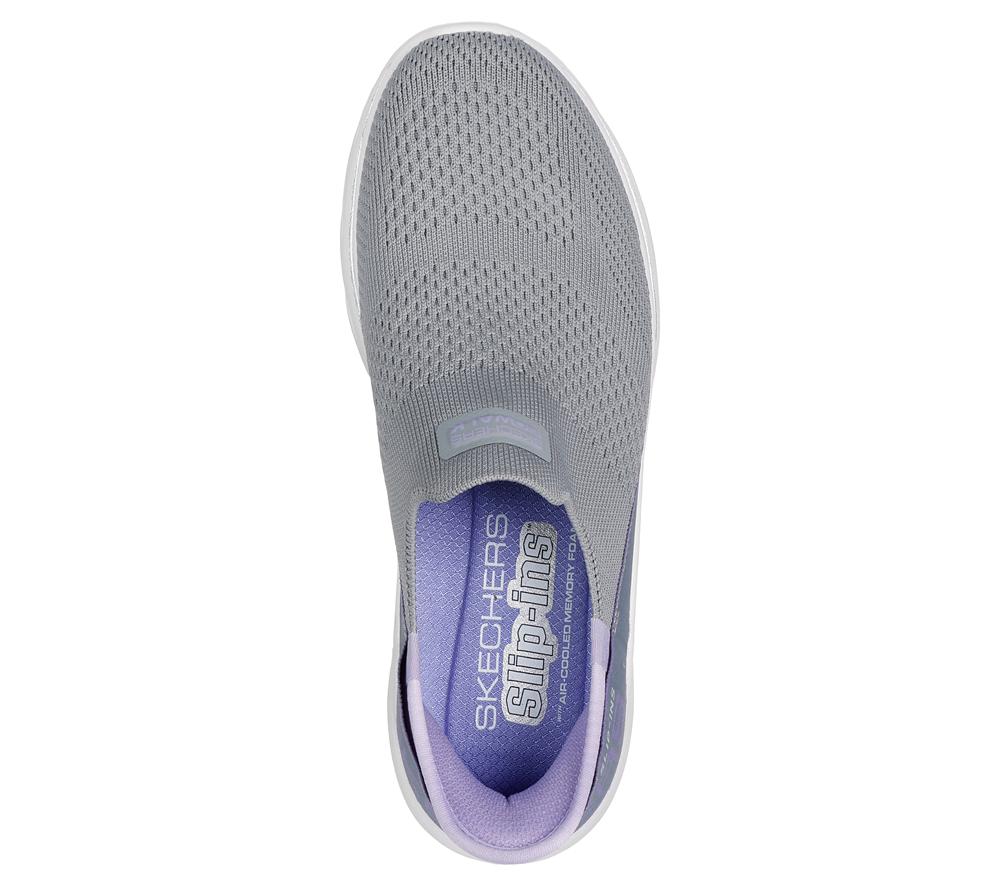 Women Skechers Slip-ins: GO WALK 7 - Mia Slip On Shoes Grey / Lavender  USA |  8495-HBAVM