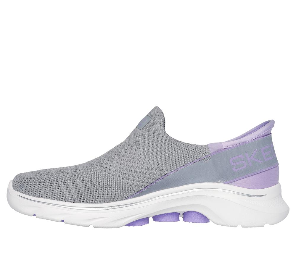 Women Skechers Slip-ins: GO WALK 7 - Mia Slip On Shoes Grey / Lavender  USA |  8495-HBAVM