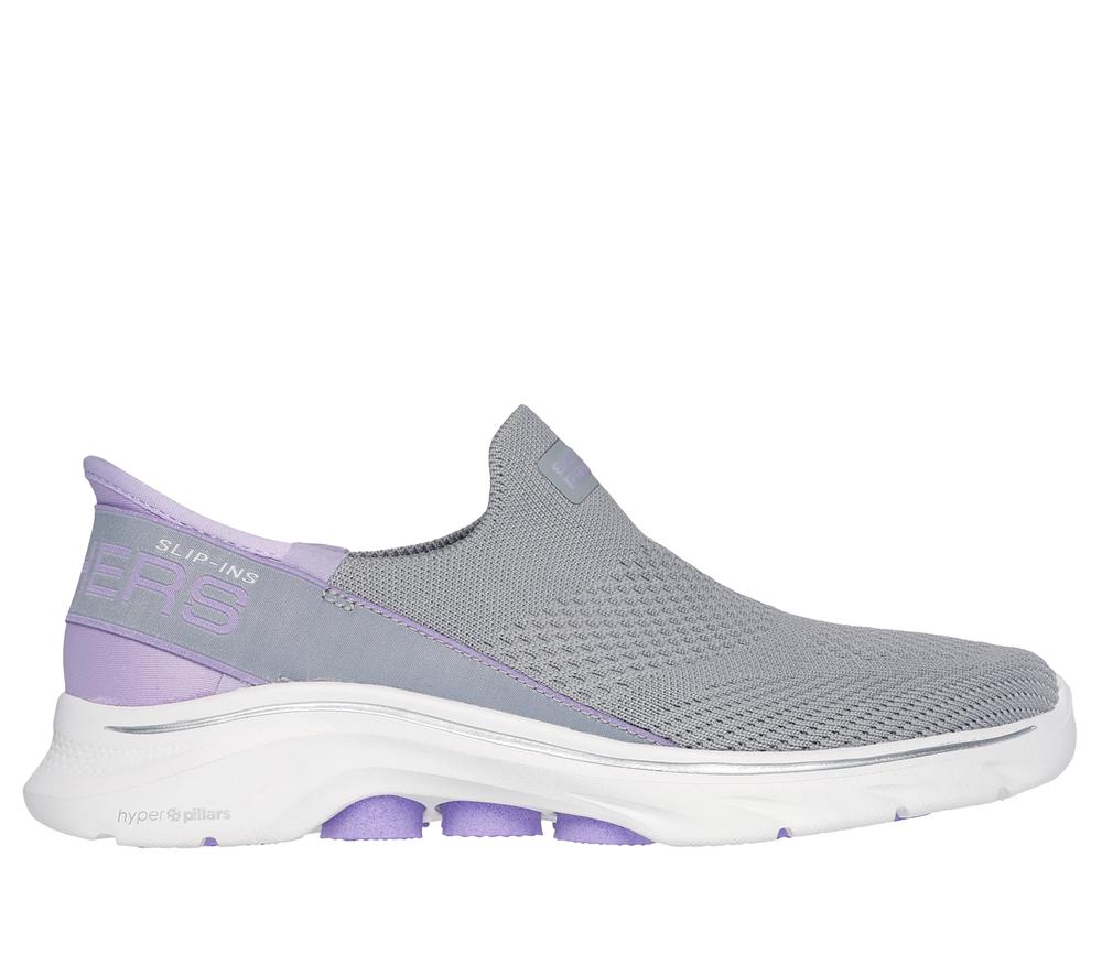Women Skechers Slip-ins: GO WALK 7 - Mia Slip On Shoes Grey / Lavender  USA |  8495-HBAVM