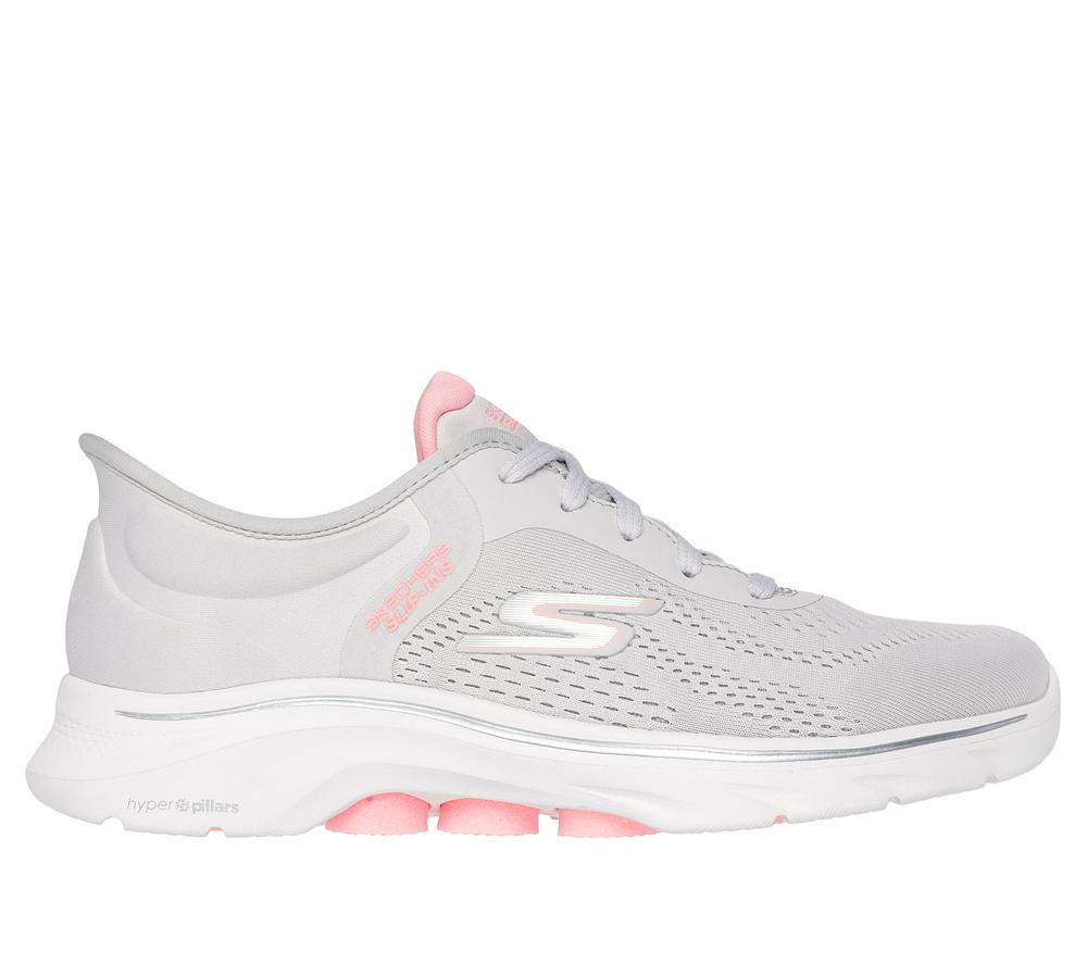 Women Skechers Slip-ins: GO WALK 7 - Valin Slip On Shoes Grey / Pink  USA |  7142-NQHRW