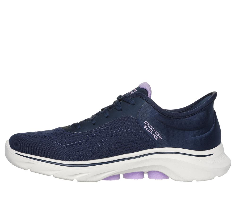 Women Skechers Slip-ins: GO WALK 7 - Valin Hands Free Slip Ins Navy / Lavender  USA |  7518-JIOVE