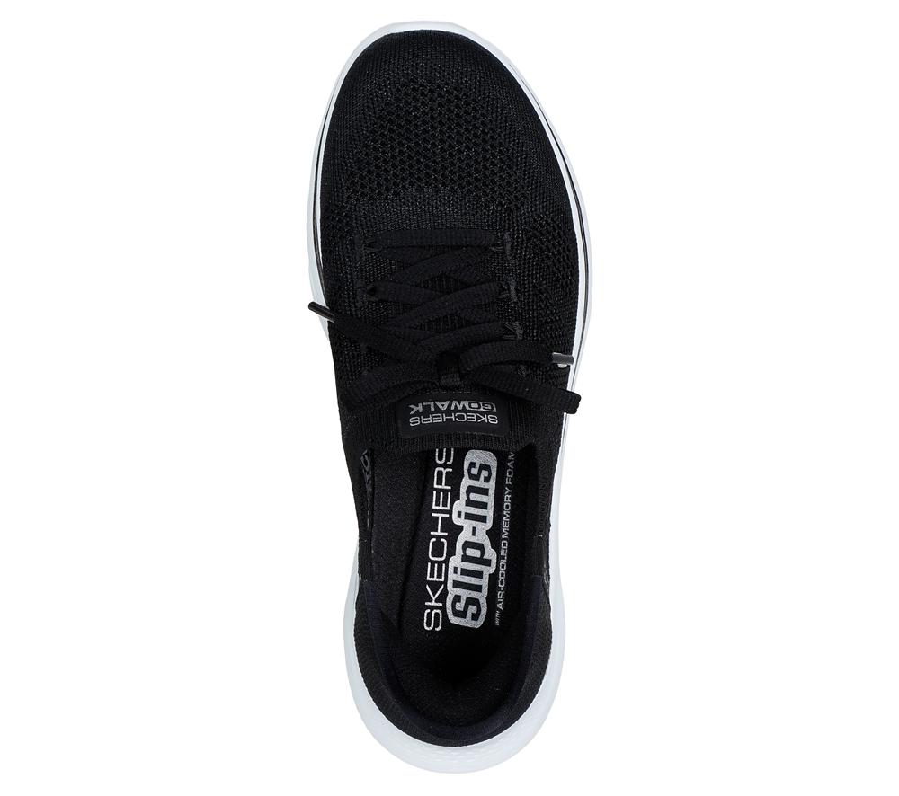 Women Skechers Slip-ins: GO WALK 7 - Via Slip On Shoes Black / Aqua  USA |  1379-UJPEB