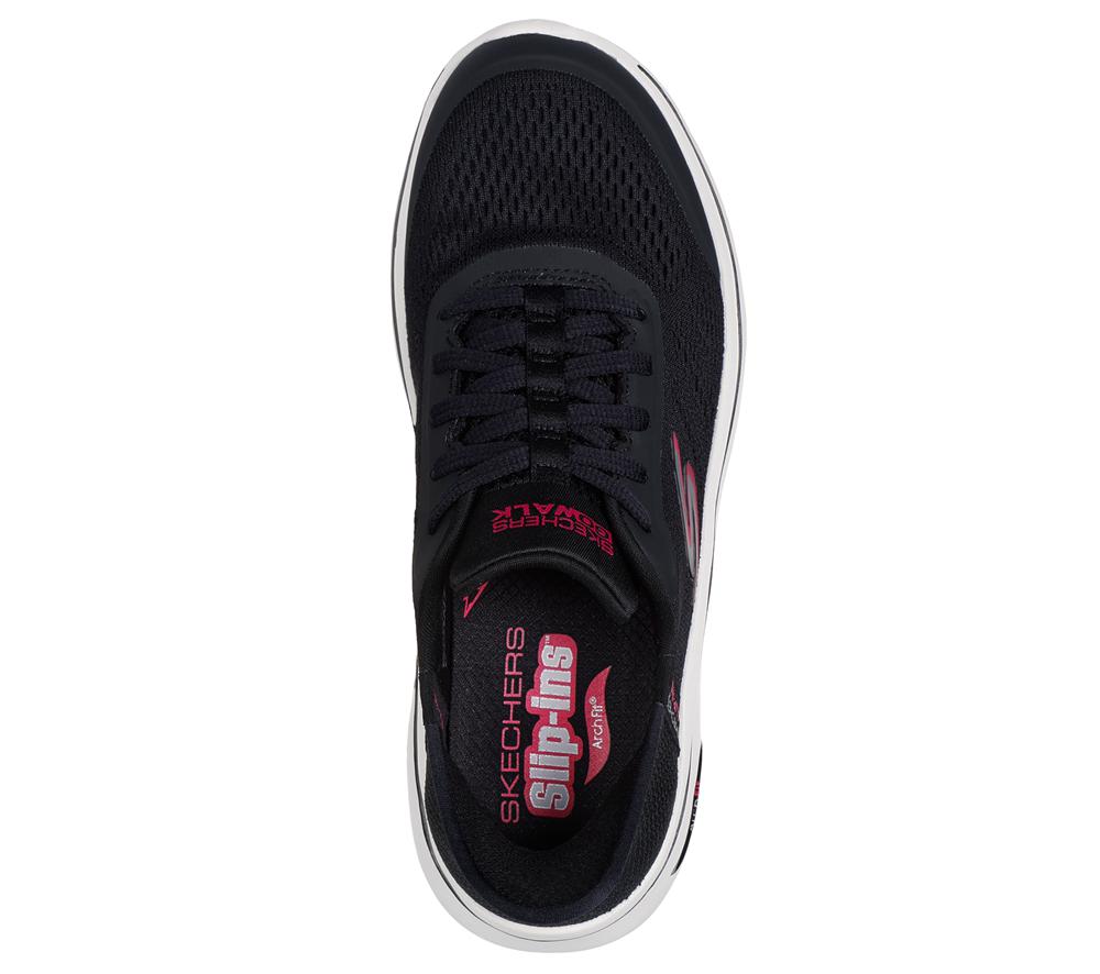 Women Skechers Slip-ins: GO WALK Arch Fit 2.0 Hands Free Slip Ins Black / Hot Pink  USA |  7520-WZUSR