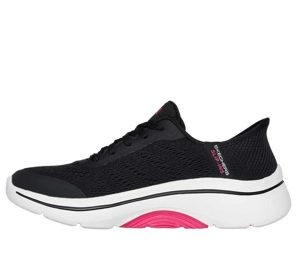 Women Skechers Slip-ins: GO WALK Arch Fit 2.0 Hands Free Slip Ins Black / Hot Pink  USA |  7520-WZUSR