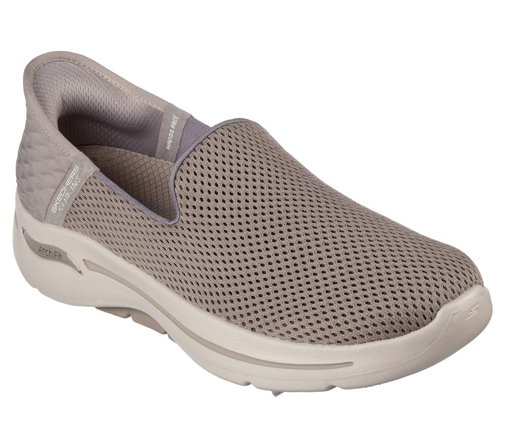 Women Skechers Slip-ins: GO WALK Arch Fit - Summer Hands Free Slip Ins Taupe Brown  USA |  6579-DSKUP