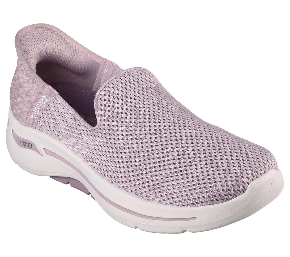 Women Skechers Slip-ins: GO WALK Arch Fit - Summer Hands Free Slip Ins Mauve Purple  USA |  8253-HVOZM