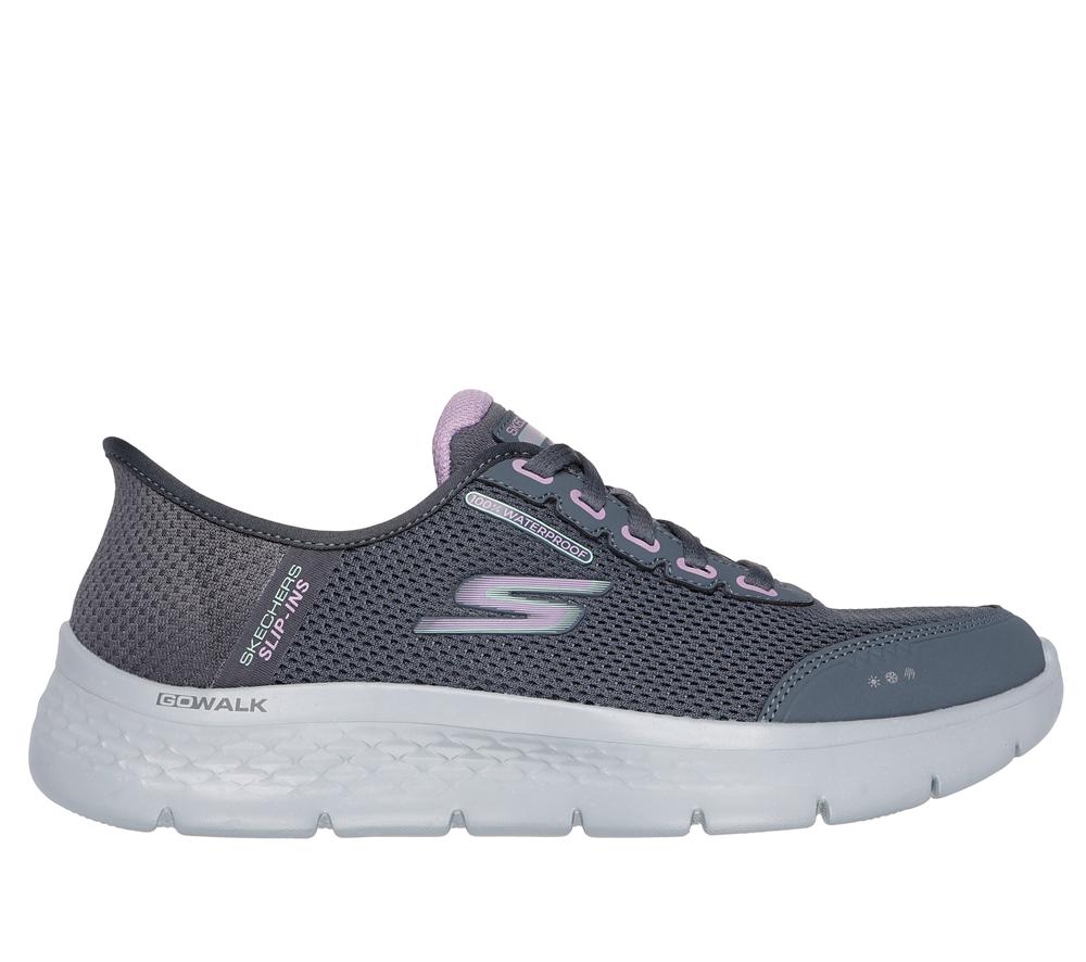 Women Skechers Slip-ins: GO WALK Flex - Clear Creek Slip On Shoes Charcoal / Lavender  USA |  6034-WEDLY