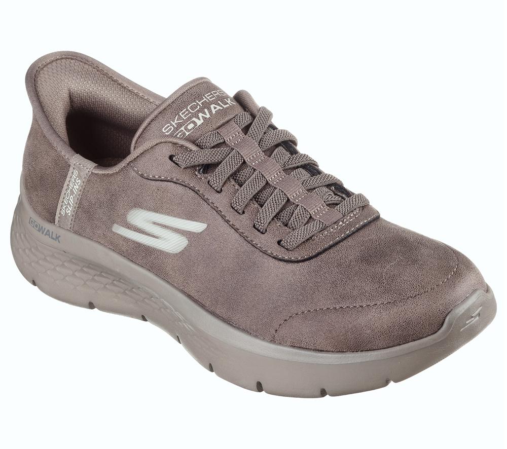 Women Skechers Slip-ins: GO WALK Flex - Mali Slip On Shoes Brown  USA |  9825-DUICP
