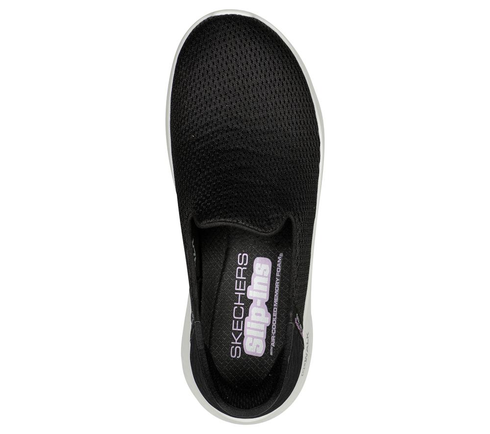 Women Skechers Slip-ins: GO WALK Flex - Relish Slip On Shoes Black / White  USA |  3261-SLDOU