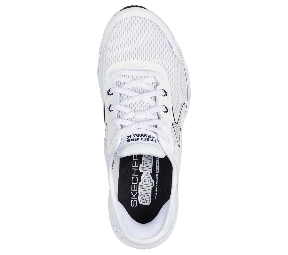 Women Skechers Slip-ins: GO WALK Glide-Step 2.0 Slip On Shoes White / Black  USA |  7802-JSBNK