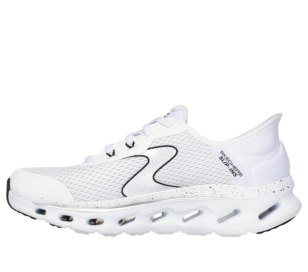 Women Skechers Slip-ins: GO WALK Glide-Step 2.0 Slip On Shoes White / Black  USA |  7802-JSBNK