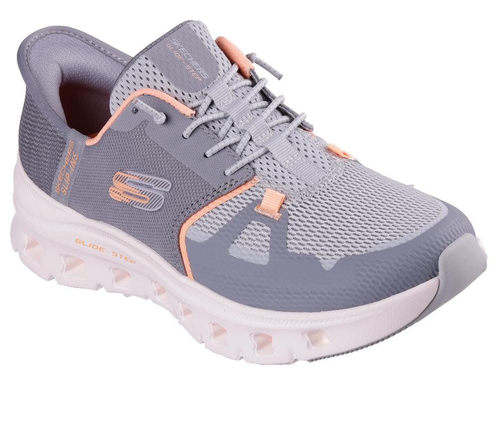 Women Skechers Slip-ins: Glide-Step Pro Hands Free Slip Ins Grey / Orange  USA |  3527-NDWZG