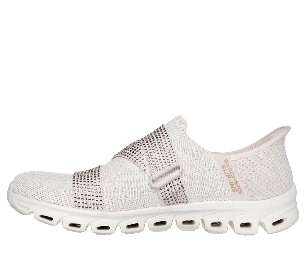 Women Skechers Slip-ins: Glide-Step - High Shine Hands Free Slip Ins Natural / Gold  USA |  0957-POFEK