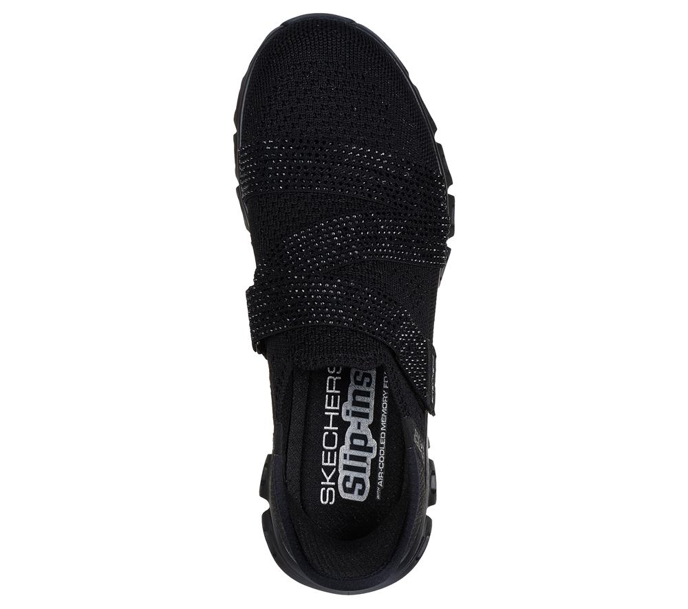 Women Skechers Slip-ins: Glide-Step - High Shine Hands Free Slip Ins Black  USA |  0179-IECZH