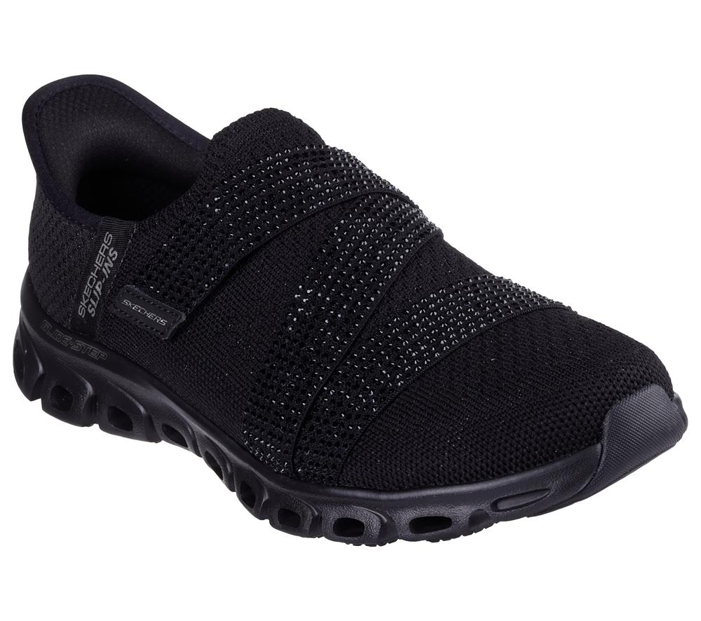 Women Skechers Slip-ins: Glide-Step - High Shine Hands Free Slip Ins Black  USA |  0179-IECZH