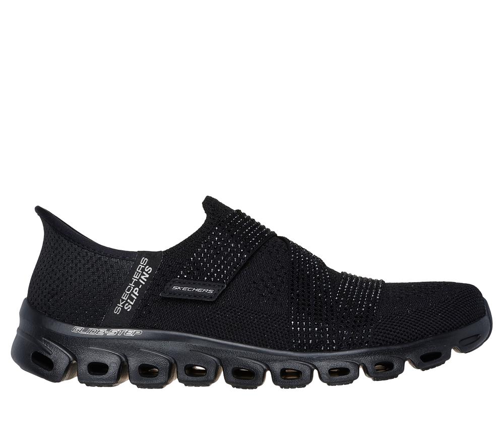 Women Skechers Slip-ins: Glide-Step - High Shine Hands Free Slip Ins Black  USA |  0179-IECZH