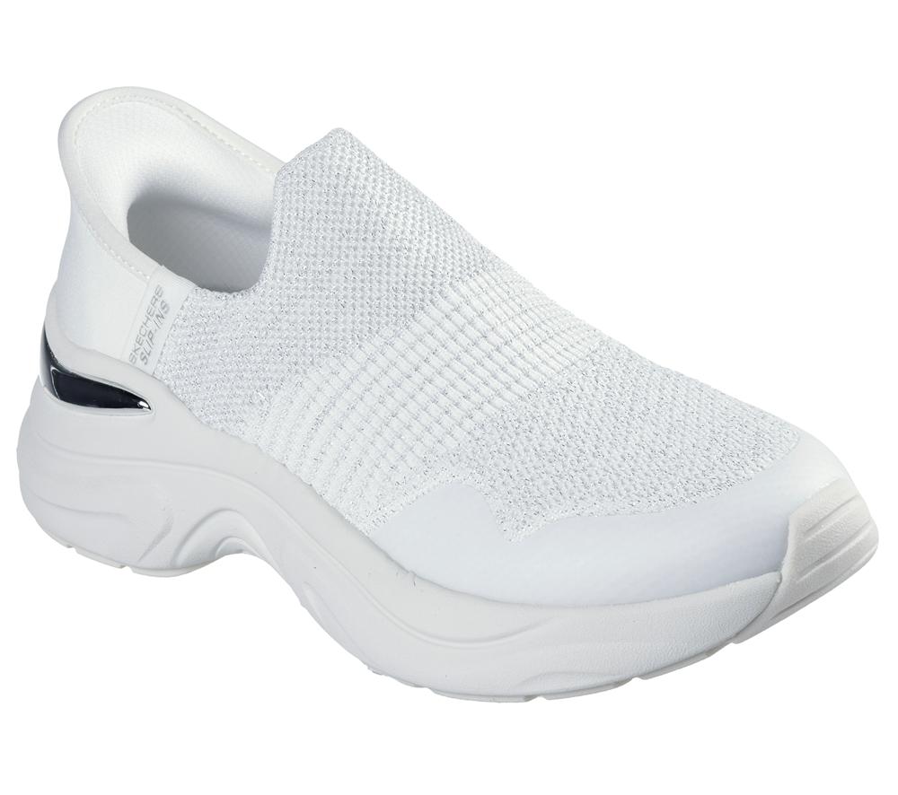 Women Skechers Slip-ins: Hazel - Priya Hands Free Slip Ins White / Silver  USA |  4156-CHURG