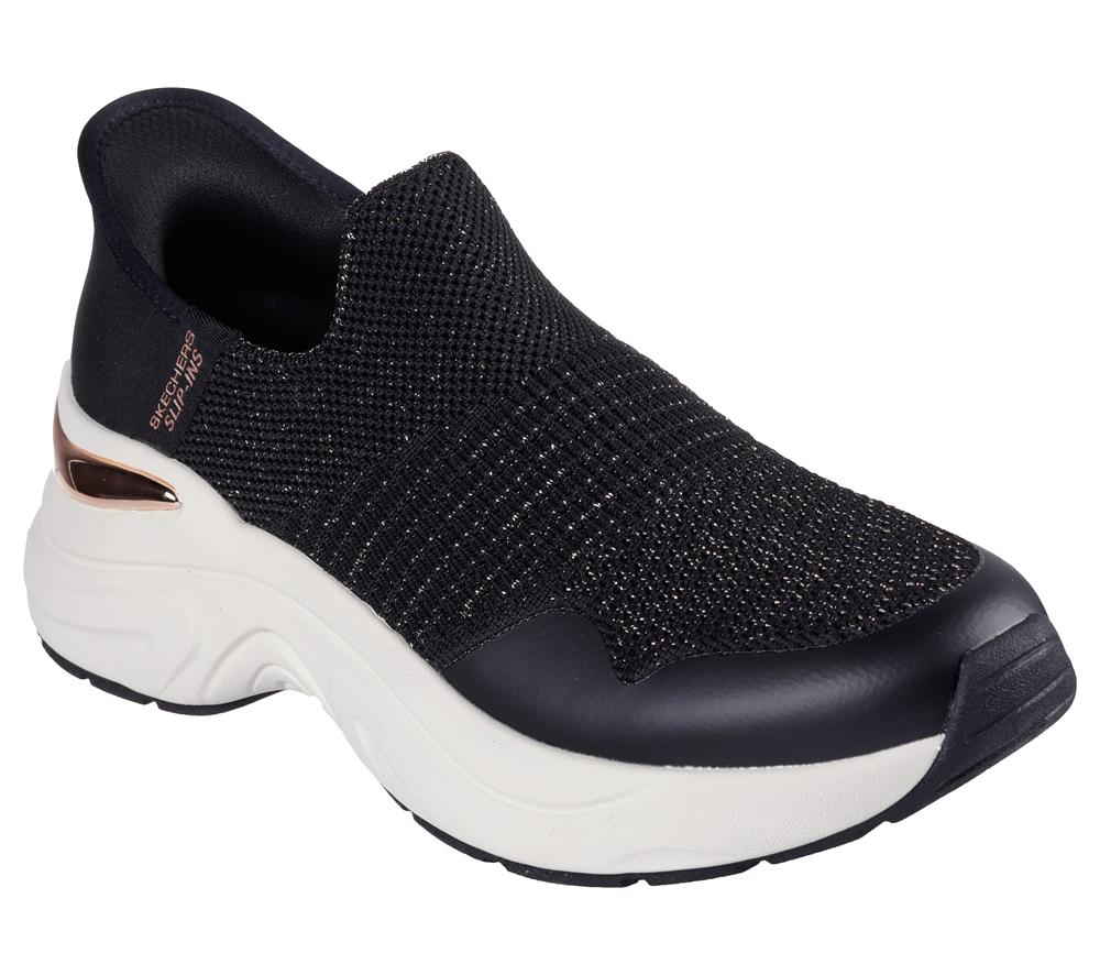 Women Skechers Slip-ins: Hazel - Priya Slip On Shoes Black / Rose Gold  USA |  2617-ZCPGS
