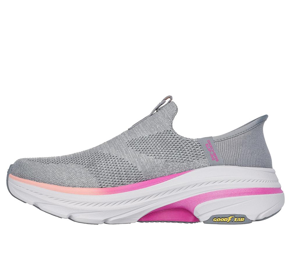 Women Skechers Slip-ins: Max Cushioning Arch Fit 2.0 - Cambridge Slip On Shoes Grey / Pink  USA |  1548-WILCO