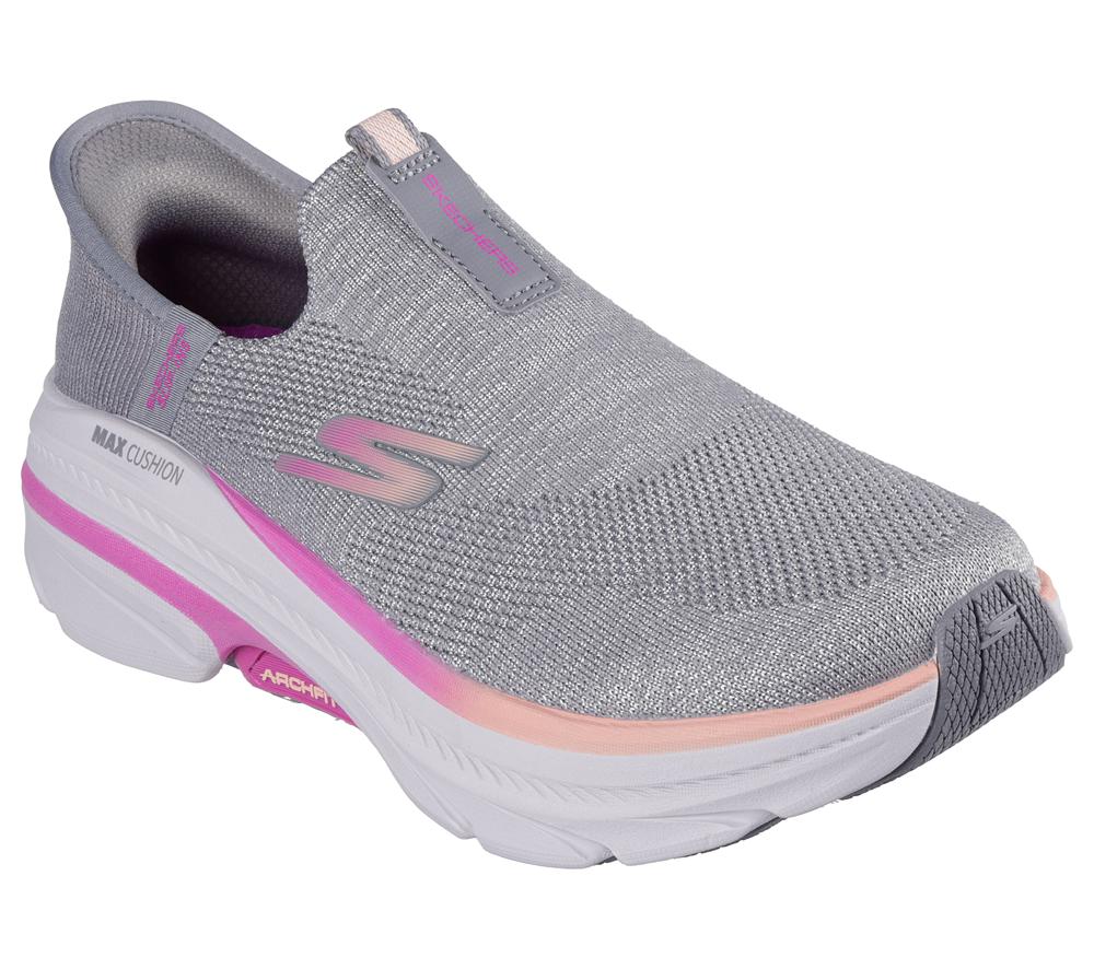 Women Skechers Slip-ins: Max Cushioning Arch Fit 2.0 - Cambridge Slip On Shoes Grey / Pink  USA |  1548-WILCO