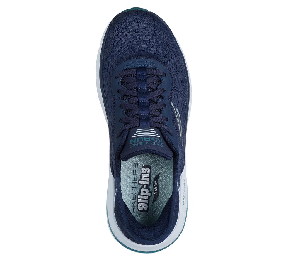 Women Skechers Slip-ins: Max Cushioning Arch Fit 2.0 - Antilles Hands Free Slip Ins Navy / Teal  USA |  7531-QYTNH