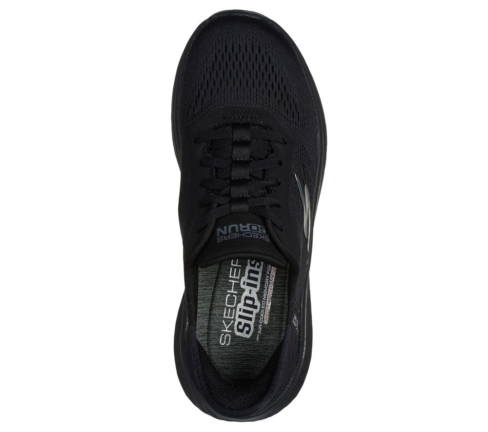 Women Skechers Slip-ins: Max Cushioning Elite - Vanish Slip On Shoes Black  USA |  0293-AZHQG