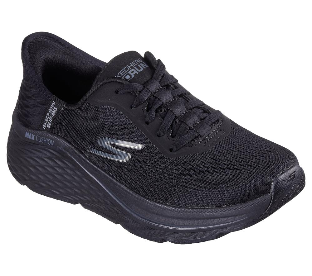 Women Skechers Slip-ins: Max Cushioning Elite - Vanish Slip On Shoes Black  USA |  0293-AZHQG