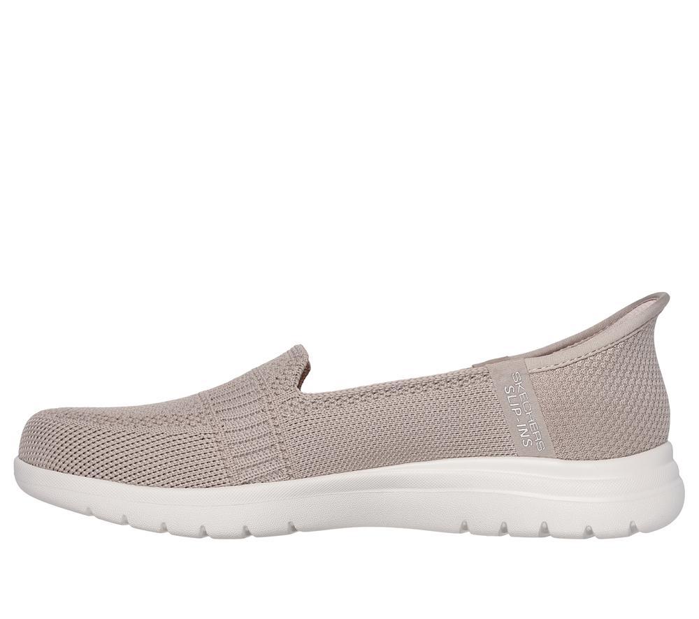 Women Skechers Slip-ins: On-the-GO Flex - Camellia Flat Shoes Taupe Brown  USA |  8790-HLSPM