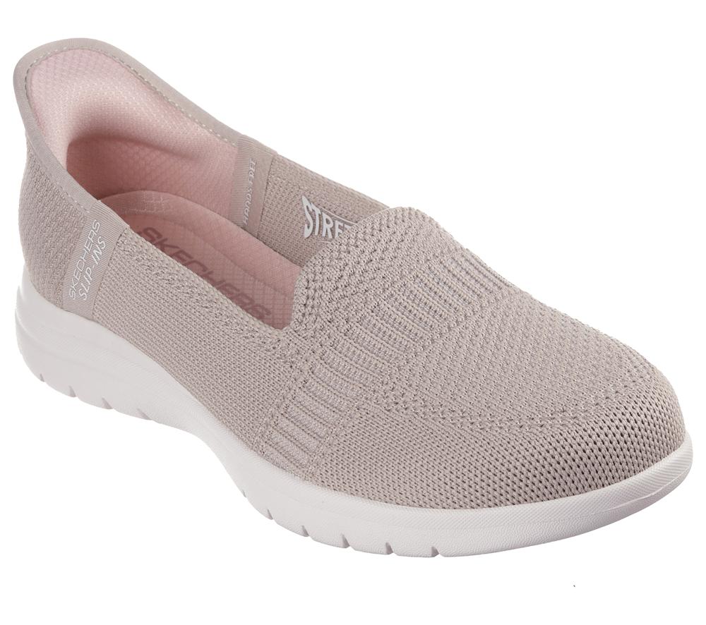 Women Skechers Slip-ins: On-the-GO Flex - Camellia Flat Shoes Taupe Brown  USA |  8790-HLSPM