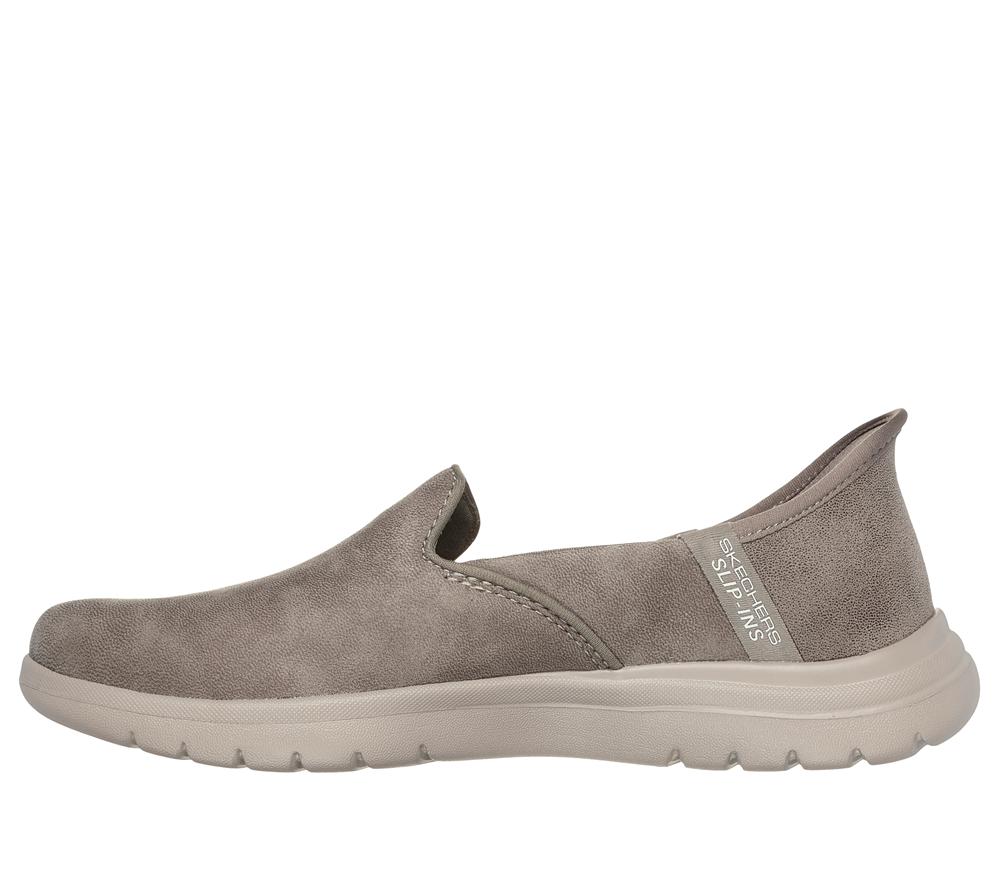 Women Skechers Slip-ins: On-the-GO Flex - Captivating Flat Shoes Taupe Brown  USA |  0873-TRFLN