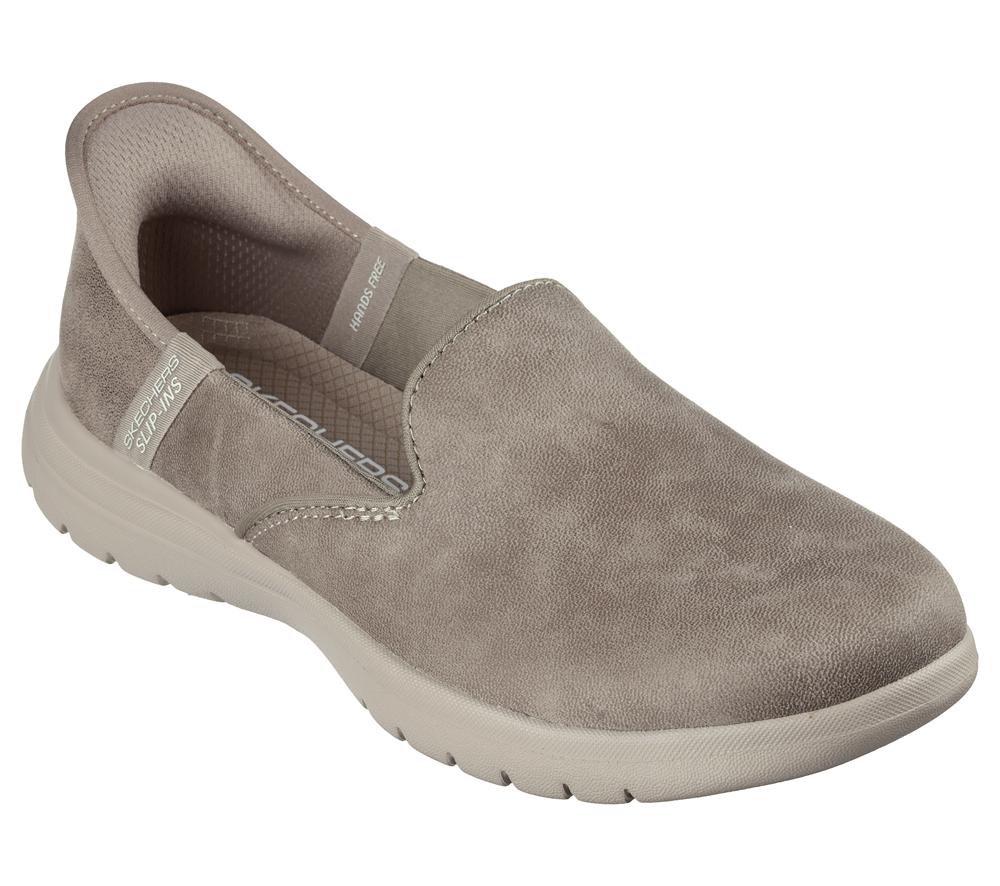 Women Skechers Slip-ins: On-the-GO Flex - Captivating Flat Shoes Taupe Brown  USA |  0873-TRFLN