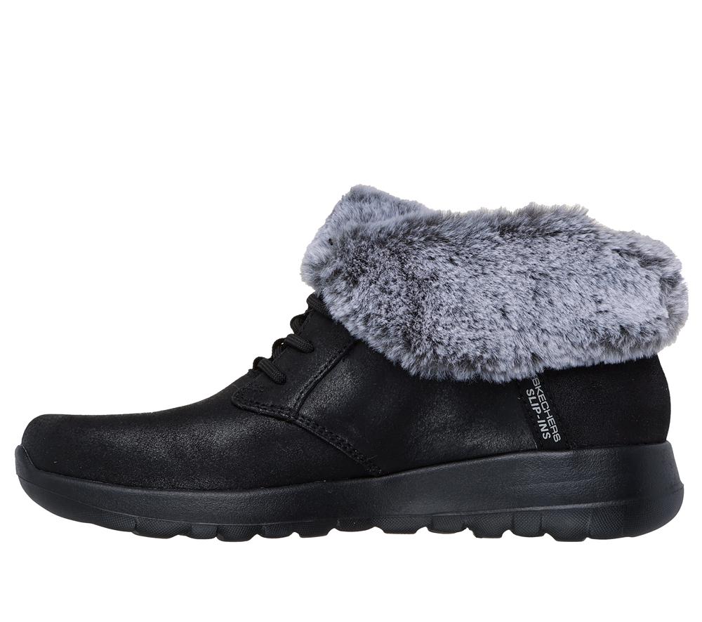 Women Skechers Slip-ins: On-the-GO Joy - Cozy Charm Slip On Shoes Black / Grey  USA |  9852-WGFVA