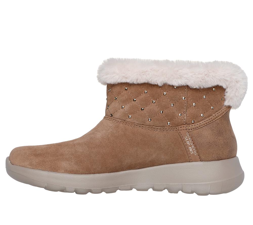 Women Skechers Slip-ins: On-the-GO Joy - Cozy Shimmer Slip On Shoes Chestnut Brown  USA |  0736-RPKEO