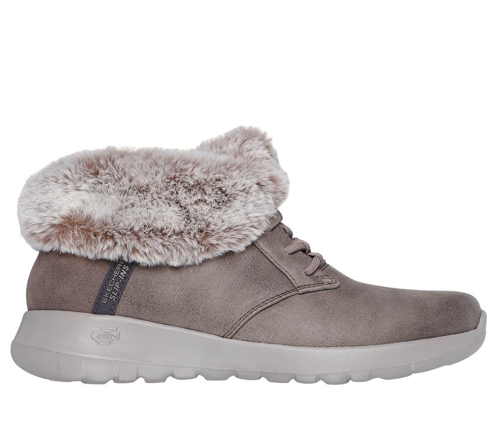 Women Skechers Slip-ins: On-the-GO Joy - Cozy Charm Hands Free Slip Ins Dark Taupe  USA |  9061-CNRTX