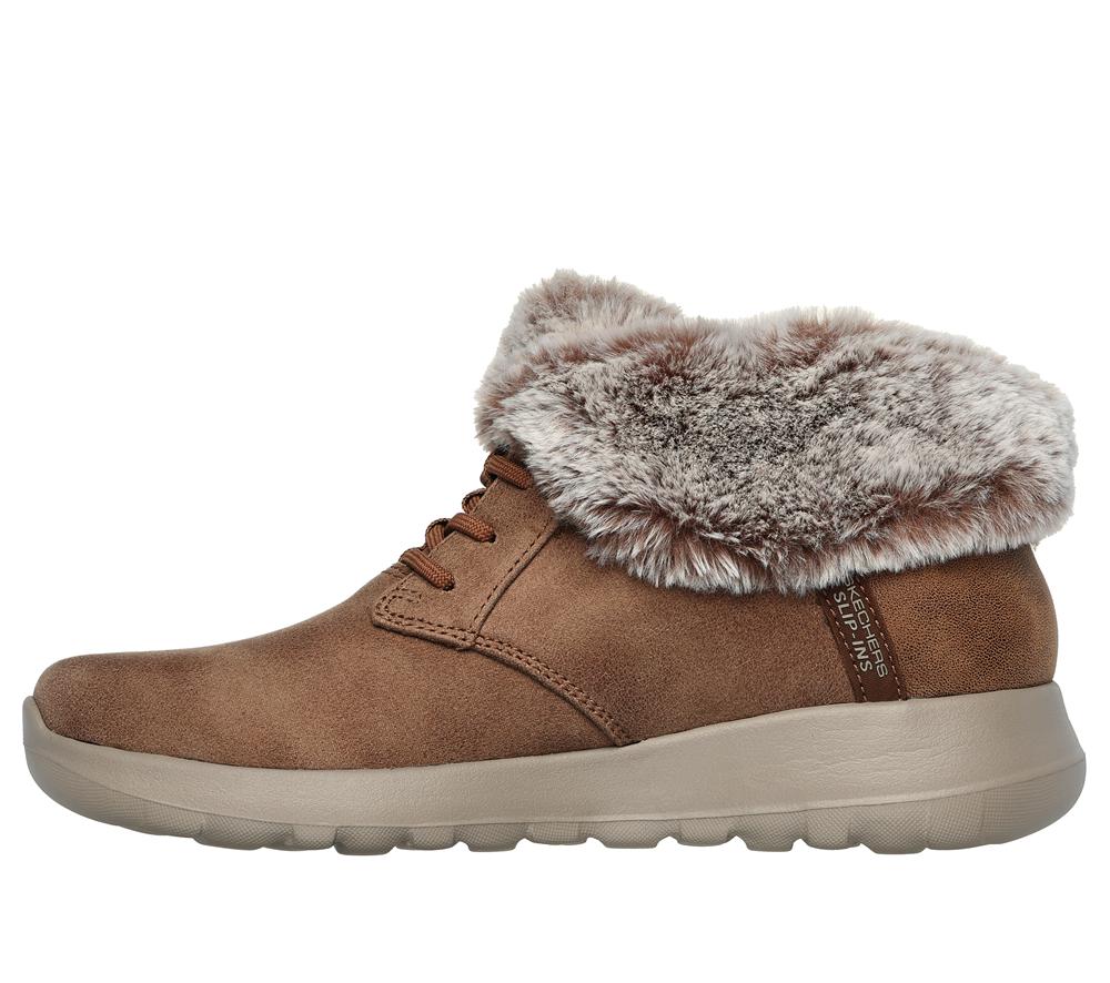 Women Skechers Slip-ins: On-the-GO Joy - Cozy Charm Hands Free Slip Ins Chestnut Brown  USA |  7524-TPDJU