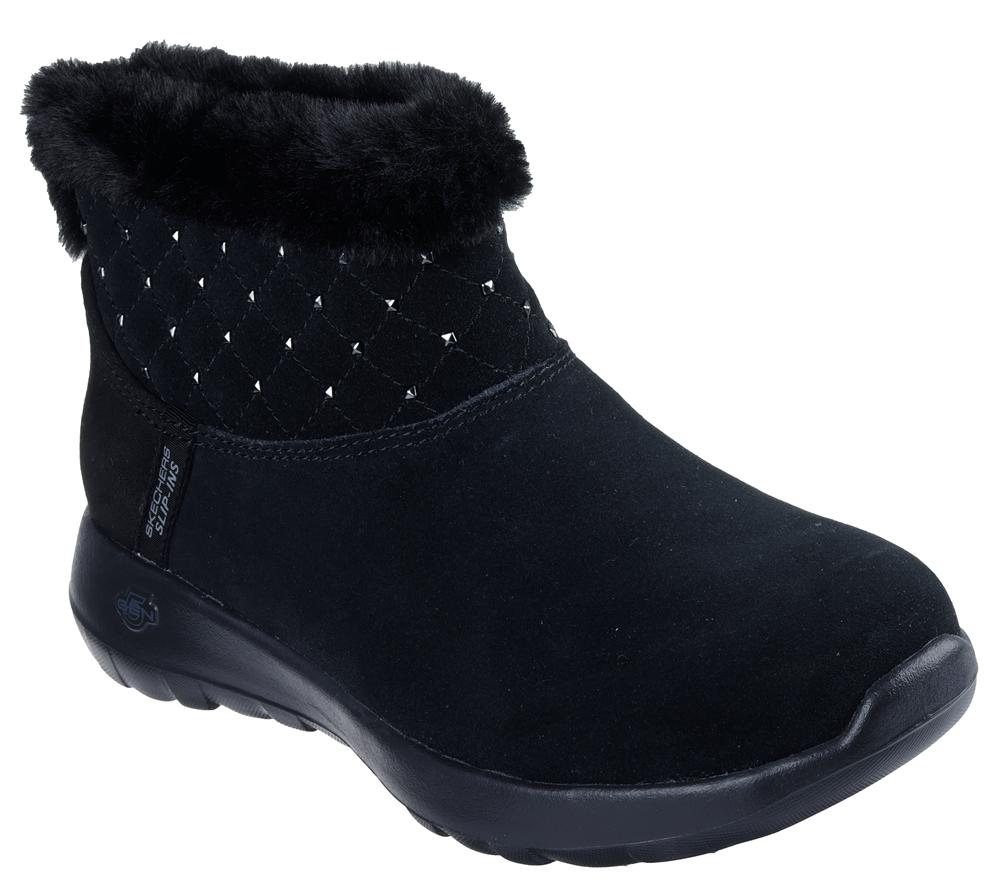 Women Skechers Slip-ins: On-the-GO Joy - Cozy Shimmer Hands Free Slip Ins Black  USA |  1963-LMYTI