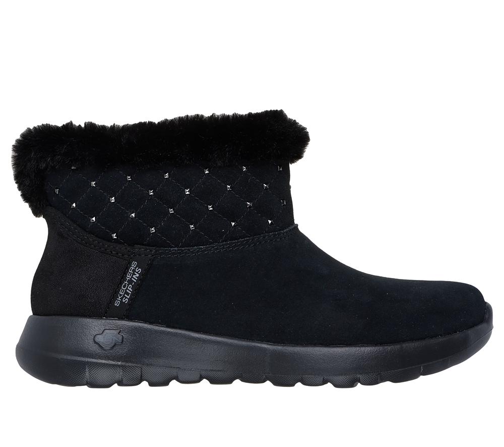 Women Skechers Slip-ins: On-the-GO Joy - Cozy Shimmer Hands Free Slip Ins Black  USA |  1963-LMYTI