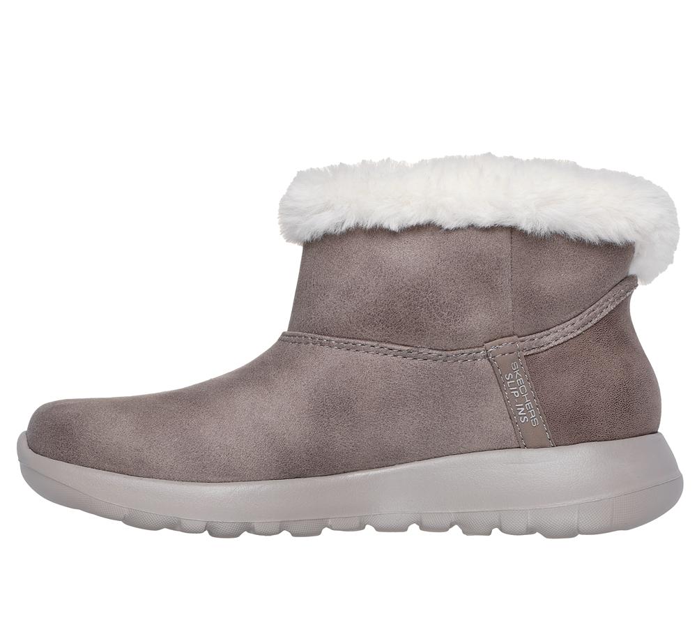 Women Skechers Slip-ins: On-the-GO Joy - Cozy Dream Boots Dark Taupe  USA |  1278-YTPFD