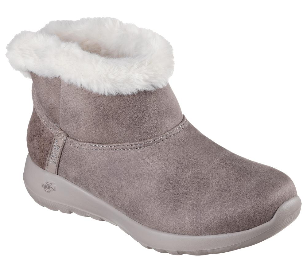 Women Skechers Slip-ins: On-the-GO Joy - Cozy Dream Boots Dark Taupe  USA |  1278-YTPFD