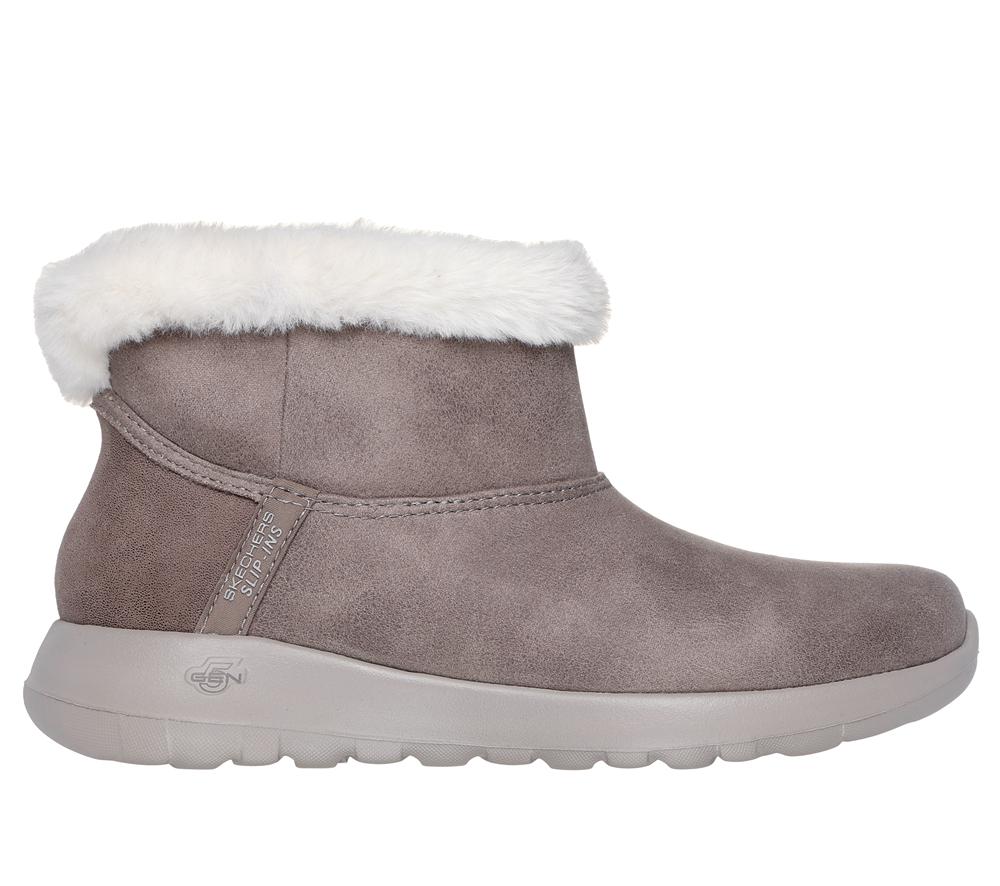 Women Skechers Slip-ins: On-the-GO Joy - Cozy Dream Boots Dark Taupe  USA |  1278-YTPFD