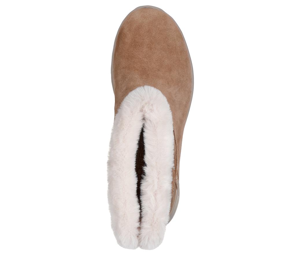 Women Skechers Slip-ins: On-the-GO Joy - Cozy Shimmer Boots Chestnut Brown  USA |  2645-KJGQI